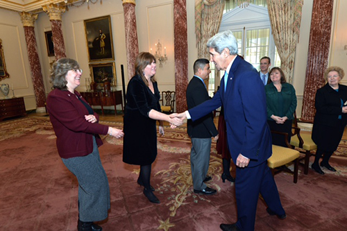 Claudia Lasareff-Mironoff and Secretary of State John Kerry